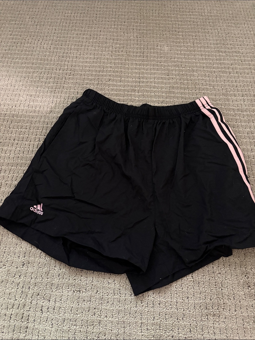 adidas Black Women's Athletic Shorts with Pink Stripe